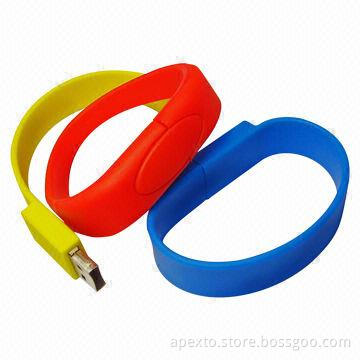 Fashionable/Popular Bracelet-shaped USB Memory Sticks with Logo Printing
